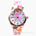 2015 hot sell women's geneva printing silicone watch